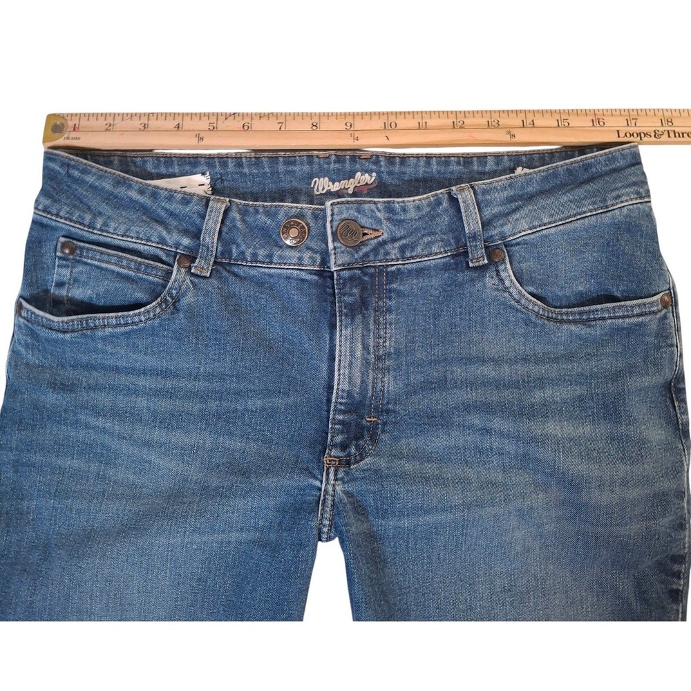 Wrangler Retro Flare Leg Jeans 33x32 Medium Wash Adjustable Waist Stretch - Picture 7 of 11